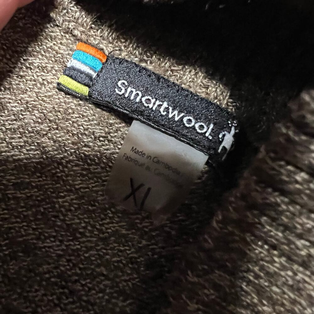Smartwool Sweater Mens XL Quarter Zip Sweater Tan Merino Blend Brown - Picture 4 of 7